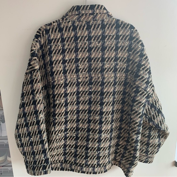 Mango Tweed Plaid Jacket Shacket Size L - Picture 8 of 16